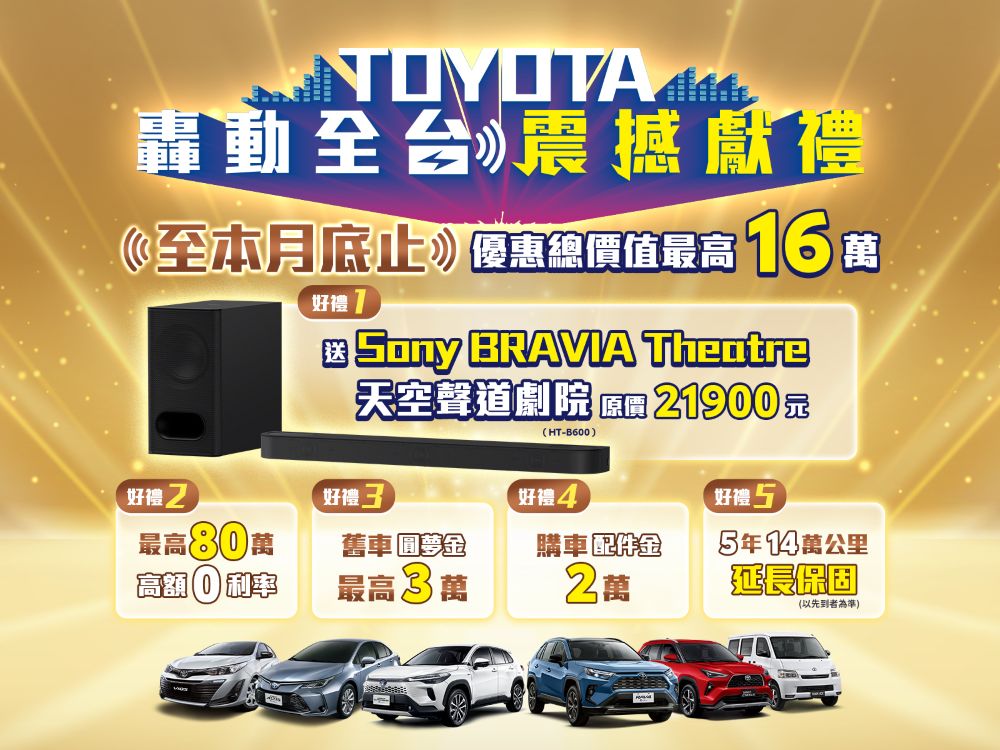 「TOYOTA轟動全台 震撼獻禮」優惠最後倒數