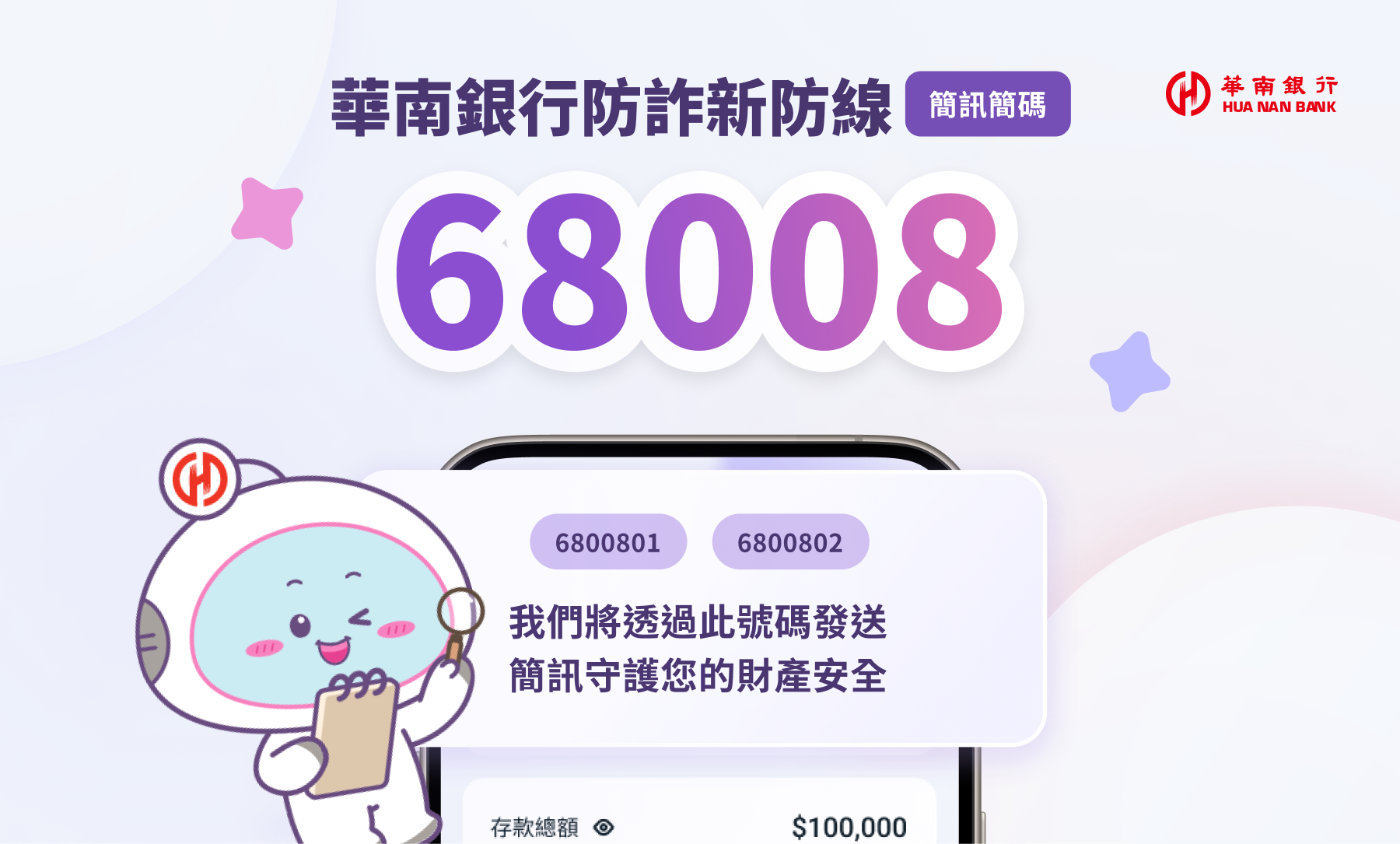 華南銀行防詐啟用簡訊簡碼68008　