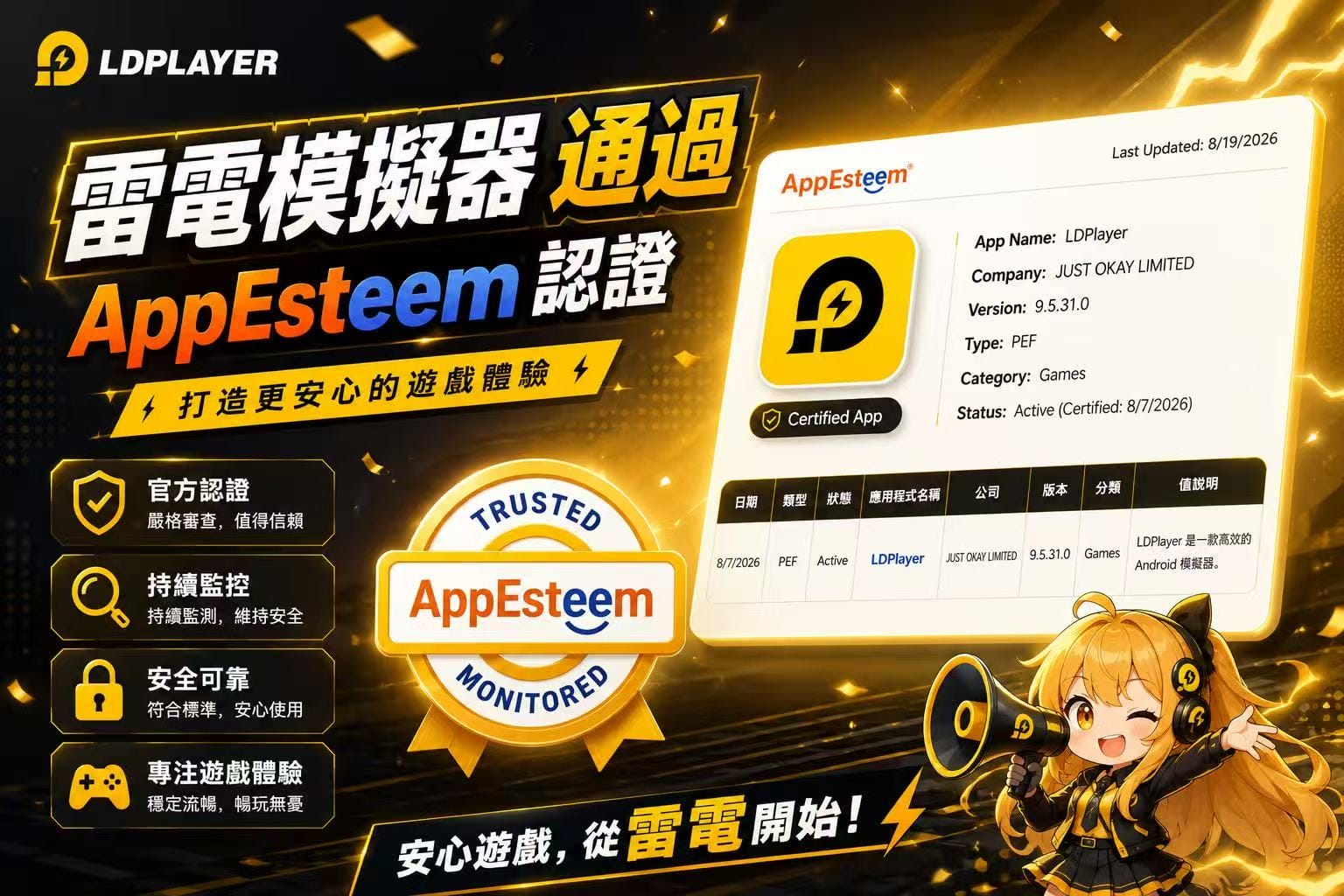 LDPlayer 通過 AppEsteem認證！打造更安心的遊戲體驗